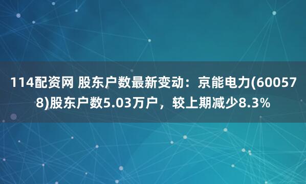 114配资网 股东户数最新变动：京能电力(600578)股东户数5.03万户，较上期减少8.3%